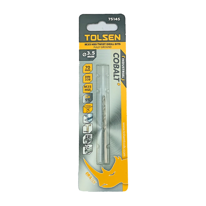 Mũi khoan Inox HSS/M35 (Co5%) tiêu chuẩn công nghiệp 1mm ~ 16mm TOLSEN