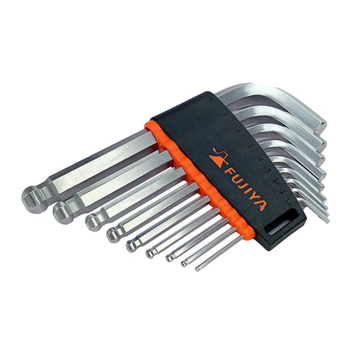 Bộ lục giác đầu bi thân ngắn Fujiya LB130-9S 9 chi tiết 1.5-10mm thép Cr-V chống gỉ