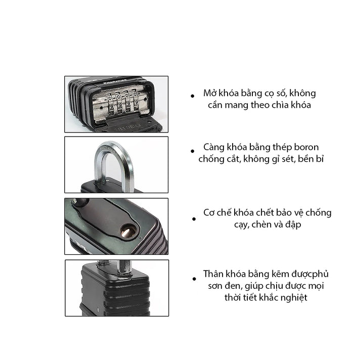 Ổ khóa số Master Lock 1178D, thân khóa đúc bằng kẽm cao cấp, cọc 4 số