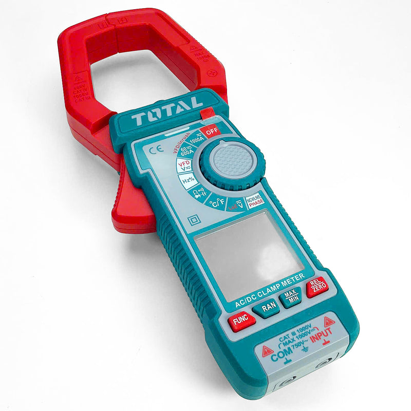 Ampe kìm đo dòng DC/AC kỹ thuật số Total TMT7610002 True RMS, dải đo 60A - 1000A, đo nhiệt độ từ -40°C - 1000°C, màn hình hiển thị màu VA