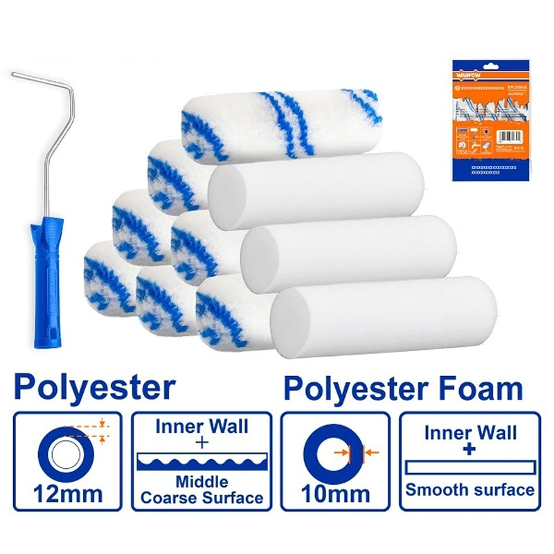 Bộ cọ lăn sơn 11 chi tiết Wadfow WCB5411, kích thước cán lăn 100mm (4 inch), chất liệu xốp Polyester