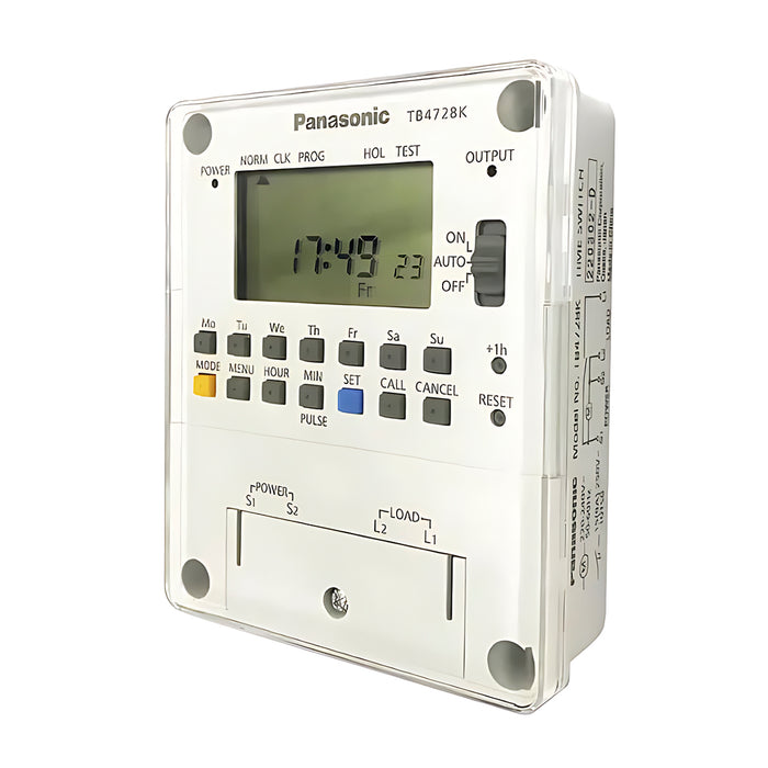 Timer hẹn giờ kỹ thuật số cài đặt được 210 chương trình Panasonic TB4728KE7V, có Pin dự trữ lưu 5 năm