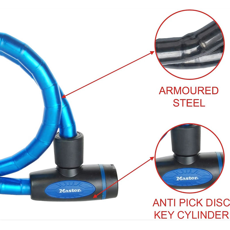 Ổ khóa dây Master Lock 8228 cao cấp, dây khóa bằng cáp thép bện được bọc nhựa vinyl dài 1m