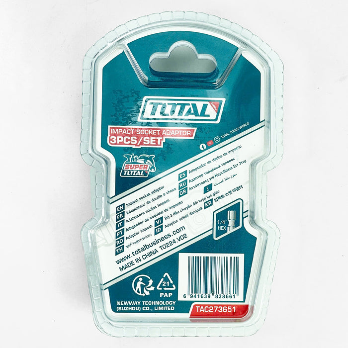 Bộ 3 đầu chuyển vặn tuýp 1/4 inch 3/8 inch 1/2 inch TOTAL TAC273651