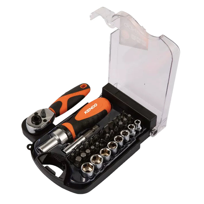 Bộ dụng cụ cần siết và tua vít 1/4" 35 chi tiết Kendo 20548 vật liệu thép Cr-V