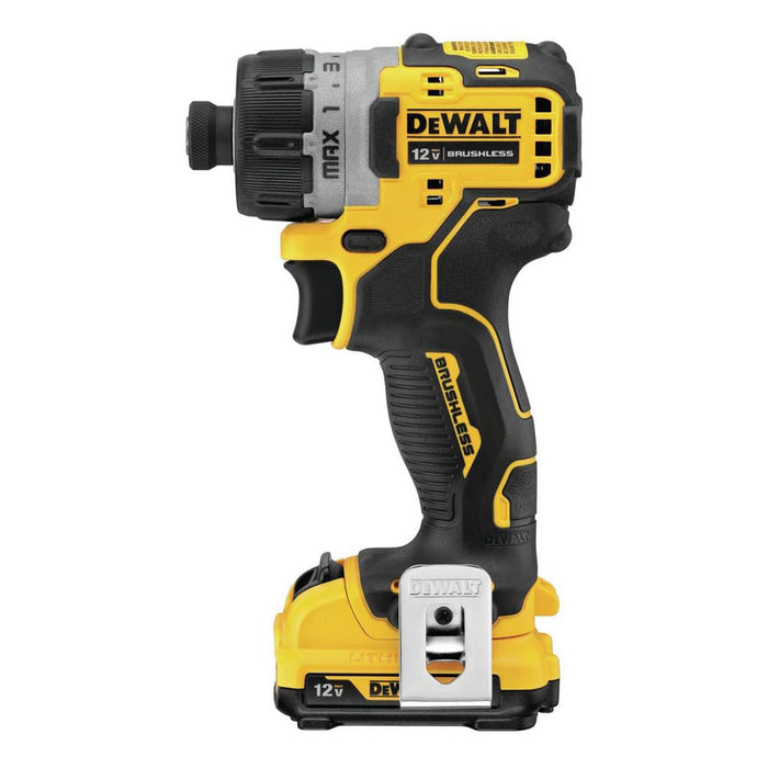 Máy vặn vít Dewalt DCF601 động cơ không chổi than, kiểu kẹp HEX 6,35mm, dùng Pin 12V dung lượng 2Ah