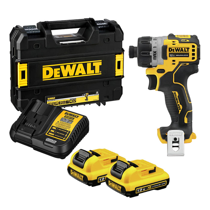 Máy vặn vít Dewalt DCF601 động cơ không chổi than, kiểu kẹp HEX 6,35mm, dùng Pin 12V dung lượng 2Ah