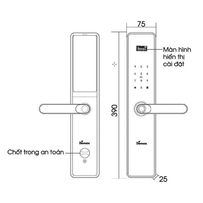 Khóa cửa thông minh cao cấp tay gạt Demax SL-C622