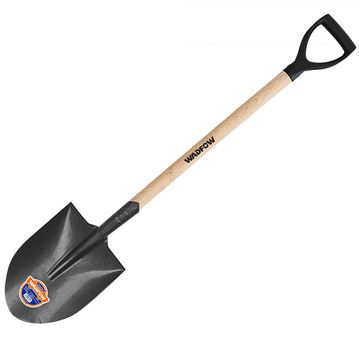 Xẻng thép mũi nhọn cán gỗ Wadfow, chiều dài từ 1000mm - 1470mm, kích thước lưỡi 300mm x 240mm, chất liệu thép Carbon