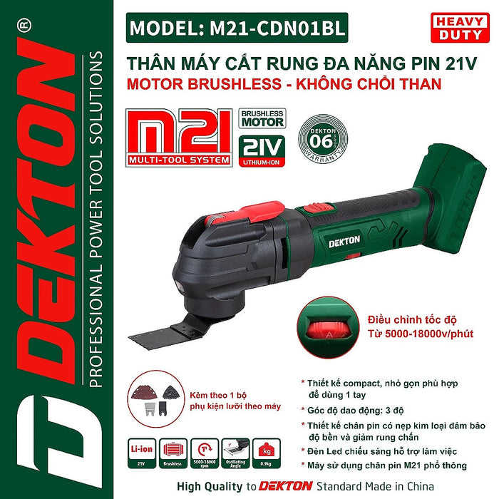 Máy cắt rung đa năng Dekton M21-CDN01BL dùng pin 21V