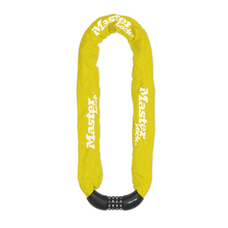 Khóa số dây xích Master Lock cao cấp, dây xích bằng thép cường lực dày 8mm được bọc lớp vải nhiều màu dài 90cm, 4 cọc số