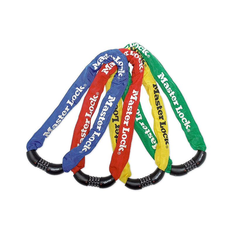 Khóa số dây xích Master Lock cao cấp, dây xích bằng thép cường lực dày 8mm được bọc lớp vải nhiều màu dài 90cm, 4 cọc số