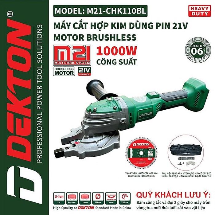 Máy cắt sắt Dekton M21-CHK110BL dùng pin 21V, đường kính lưỡi cắt 110mm (Chỉ có thân máy)