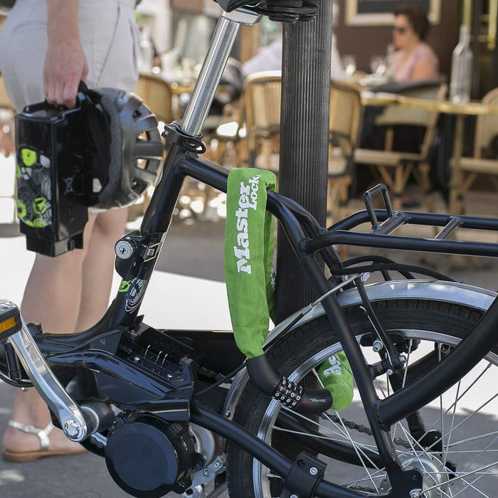 Khóa số dây xích Master Lock cao cấp, dây xích bằng thép cường lực dày 8mm được bọc lớp vải nhiều màu dài 90cm, 4 cọc số