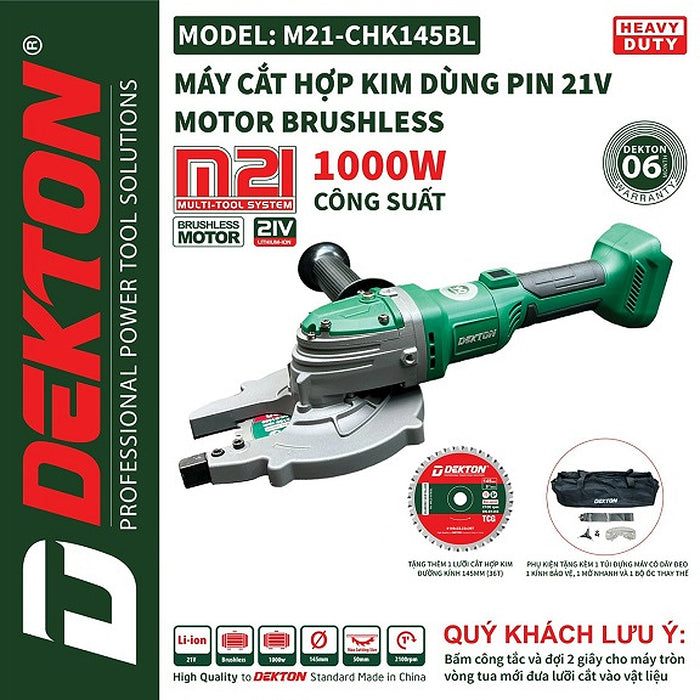 Máy cắt sắt Dekton M21-CHK145BL dùng pin 21V, đường kính lưỡi cắt 145mm (Chỉ có thân máy)