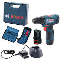 Mã 06019G80K2: Thân máy + 2 Pin 12V 2.0Ah + sạc + bộ phụ kiện 23 chi tiết + vali