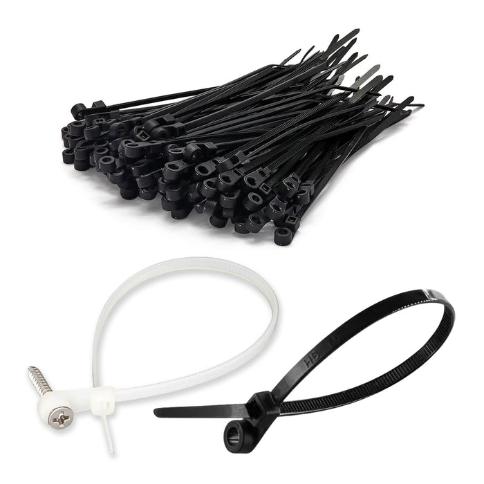 Dây rút nhựa có định có một lỗ khoan vít, loại cao cấp tiêu chuẩn quốc tế (Screw mounting cable ties), dài 150mm - 370mm