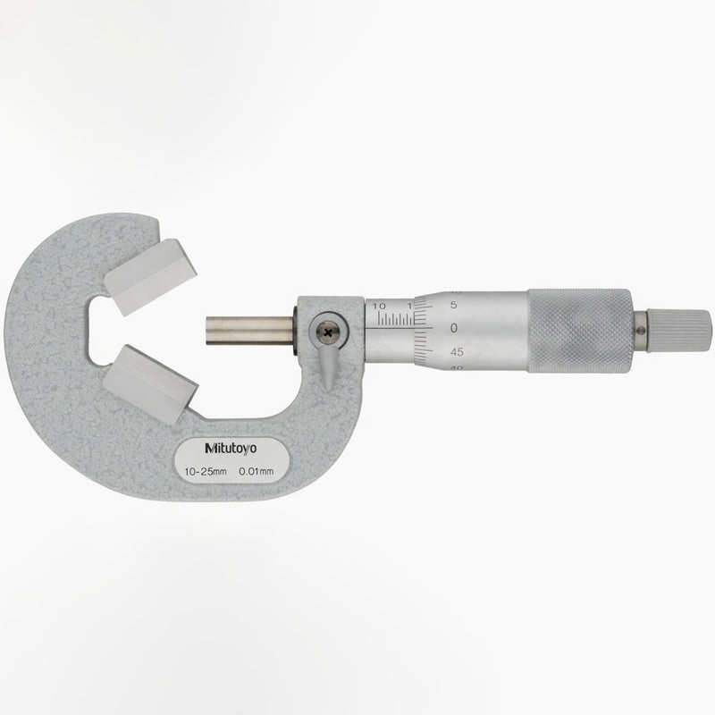 Panme Mitutoyo Series 114 - V Anvil Micrometers, đầu đo chữ V | Đo đường kính ngoài lưỡi cắt 3 cạnh (3 Flute cutting)
