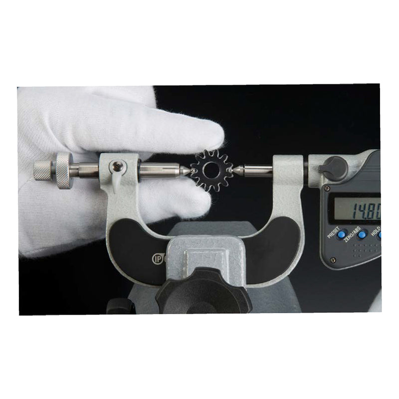 Panme điện tử Mitutoyo Series 324 - Gear Tooth Micrometers. Hàm kẹp đầu bi đo bánh răng. Có cổng SPC xuất dữ liệu