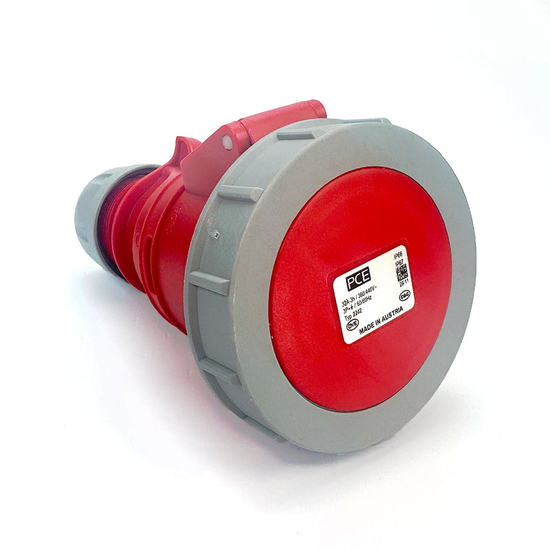 Ổ cắm công nghiệp di động chuyên dùng cho container PCE F2242-3V, tải 32A, 4 chân (3P+PE), điện áp 440V, đầu cái, kín nước chuẩn IP67
