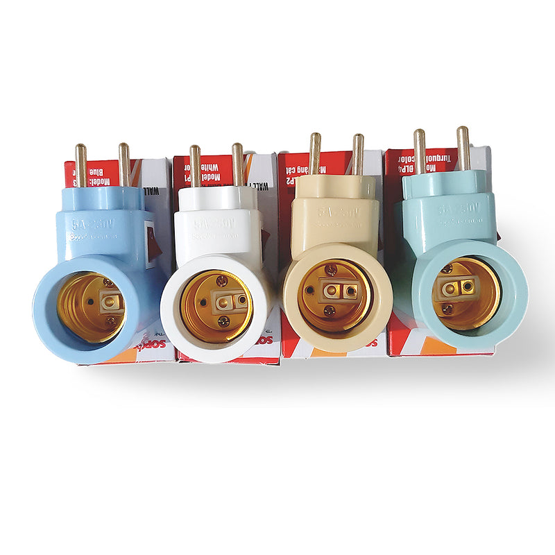 Đuôi đèn liền phích cắm SOPOKA ĐLP nhiều màu sắc (trắng, vàng, xanh dương, xanh ngọc) tích hợp công tắc, chuẩn E27, cắm trực tiếp tiện lợi.