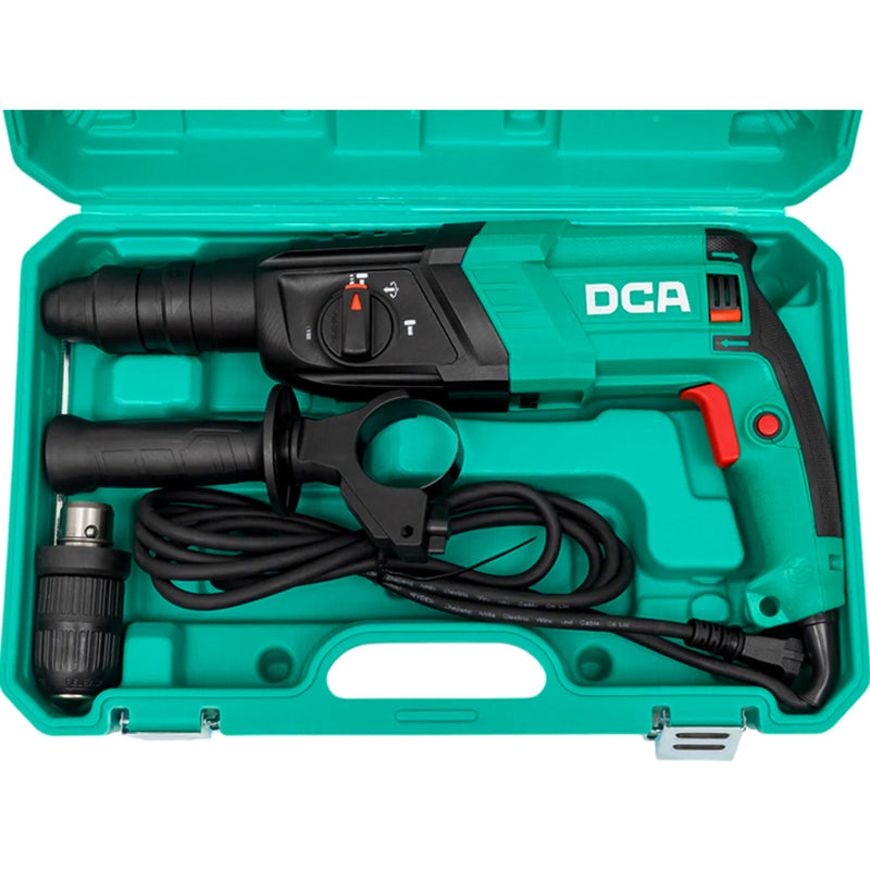 Máy khoan bê tông 3 chức năng DCA AZC800-26Q công suất 800W, đầu gài SDS-Plus, lực đập 2.7J