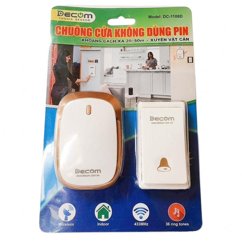 Chuông cửa không dây Decom DC-1108D khoảng cách 20m - 50m
