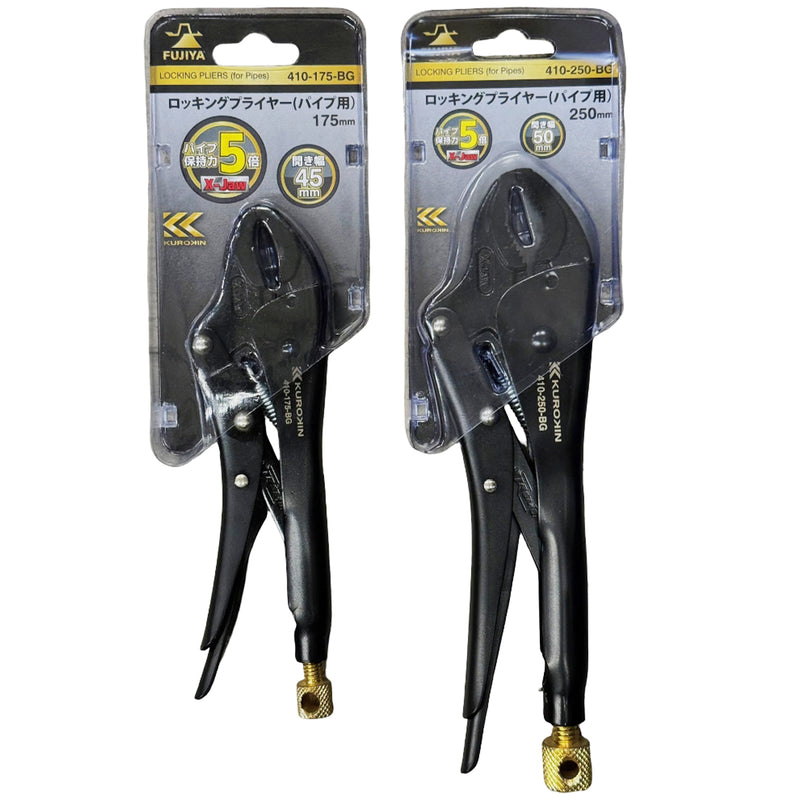 Kìm bấm chết hàm cong, kẹp đa điểm X-JAW Fujiya 410-BG Series (Kurokin) kích thước từ 191mm - 230mm, mở hàm tối đa từ 45mm - 50mm