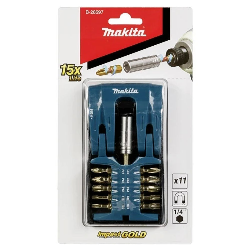 Bộ mũi vít Torsion Impact Gold 11 chi tiết Makita B-28597 đuôi lục giác 6.35mm (1/4 inch)