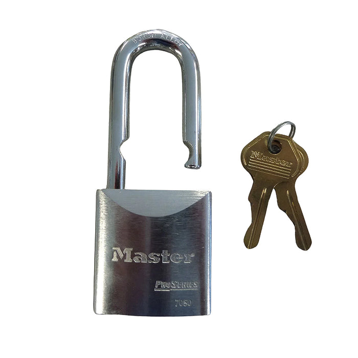 Ổ khóa treo Master Lock 7050 cao cấp, thân khóa bằng thép nguyên khối mạ chrome 51mm