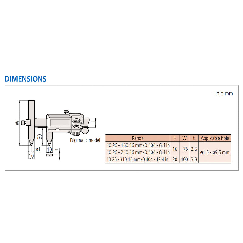 Thước kẹp điện tử Mitutoyo Series 573, ABSOLUTE Digimatic Offset Centerline Caliper, loại hàm so le, chuyên đo tâm lỗ
