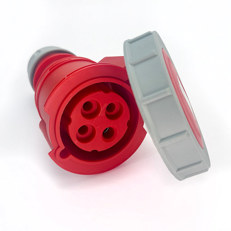 Ổ cắm công nghiệp di động chuyên dùng cho container PCE F2242-3V, tải 32A, 4 chân (3P+PE), điện áp 440V, đầu cái, kín nước chuẩn IP67