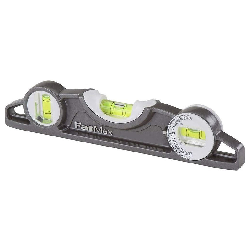 Thước thủy FATMAX Xtreme Torpedo Stanley 43-609 dài 250mm thân nhôm đúc màu xám đậm có 3 lọ thủy xoay 180°, rãnh chữ V và nam châm đất hiếm