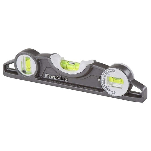 Thước thủy FATMAX Xtreme Torpedo Stanley 43-609 dài 250mm thân nhôm đúc màu xám đậm có 3 lọ thủy xoay 180°, rãnh chữ V và nam châm đất hiếm