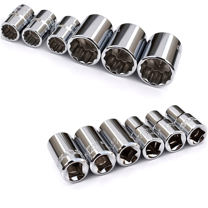Đầu tuýp 12 cạnh, cốt 1/2 inch Stanley kích thước từ 10mm - 24mm
