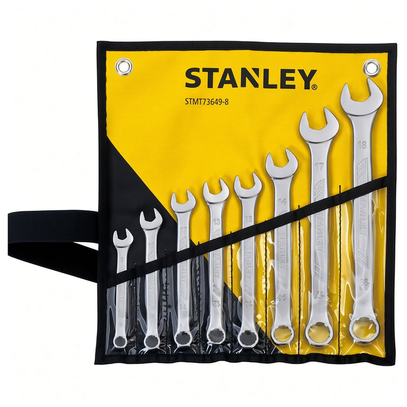Bộ cờ lê vòng miệng hệ mét 8 chi tiết Stanley STMT73649-8 kích thước 8mm đến 19mm đựng trong túi cuộn bảo quản