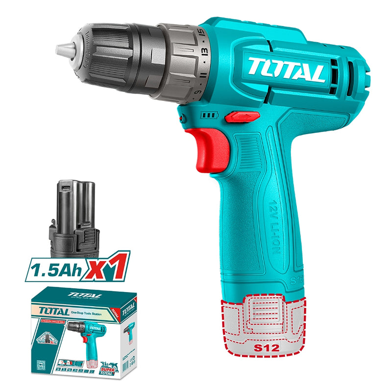 Máy khoan gỗ thép Total TDLI12456 dùng Pin 12V, đầu kẹp 10mm