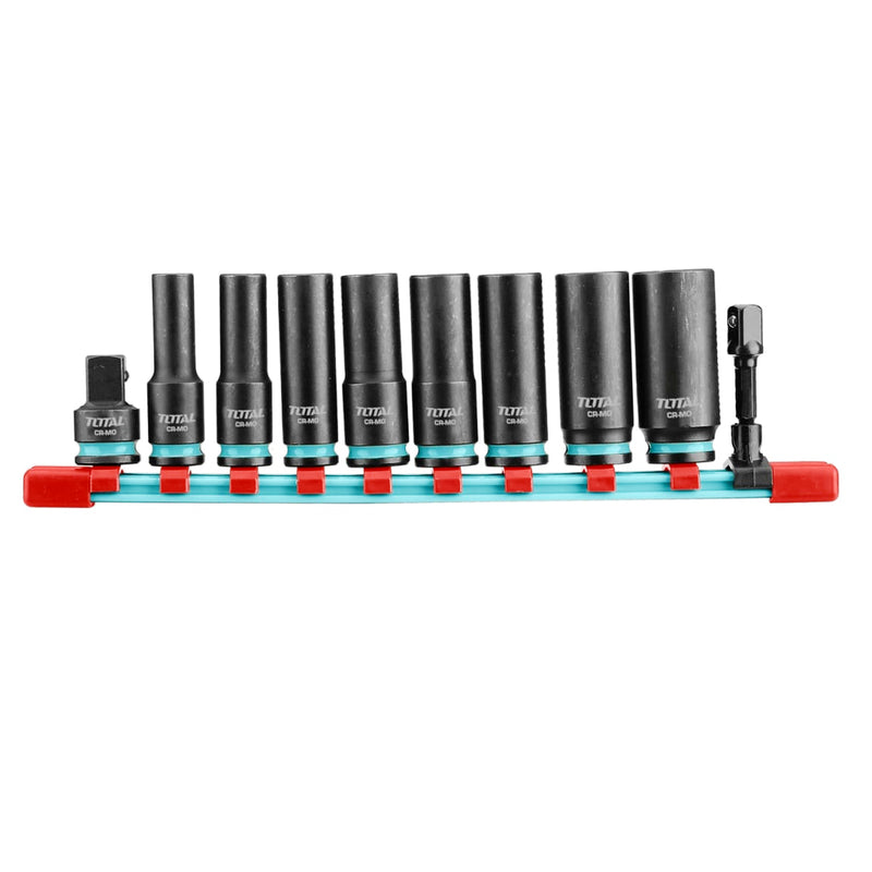 Bộ đầu tuýp 10 chi tiết Total THKISD38106L cốt 3/8 inch, kích thước từ 8mm - 19mm