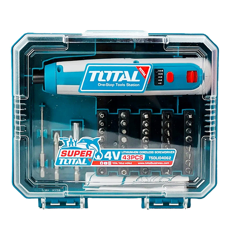Máy vặn vít mini, kèm mũi vặn vít Total TSDLI04062 dùng Pin sạc, đuôi lục giác 6.35mm (1/4 inch)