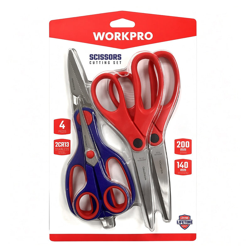 Bộ 4 kéo cắt đa năng, lưỡi Inox Workpro WP200002