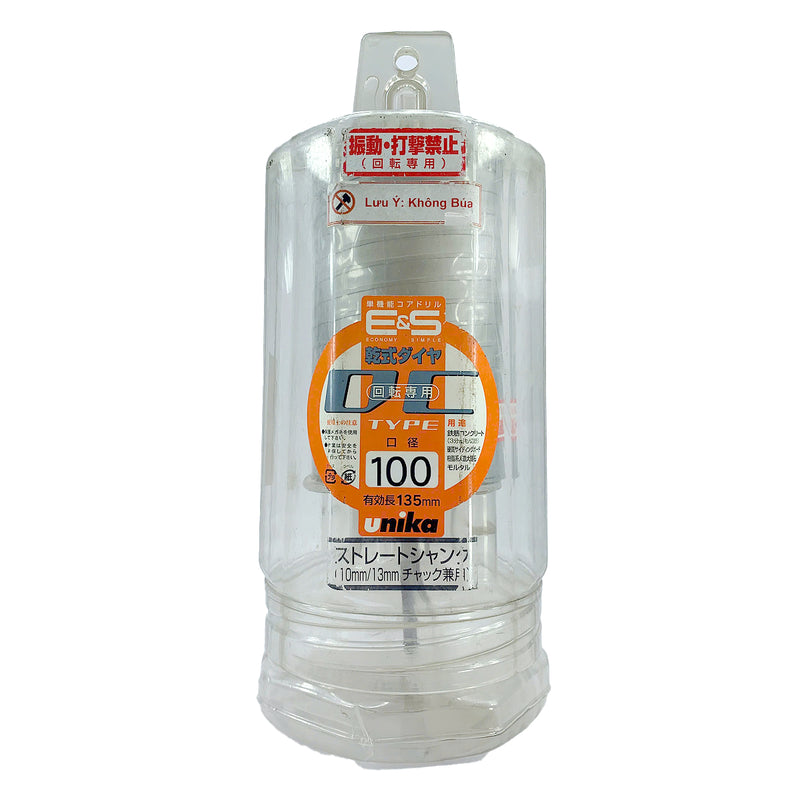 Mũi khoan rút lõi kim cương khô UNIKA E&S DC Type, đuôi trụ 25.0mm - 170mm