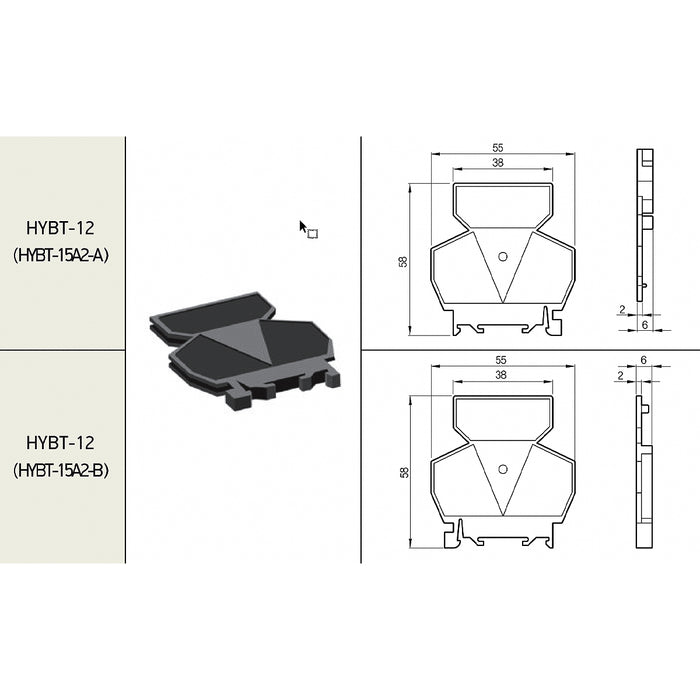 Tấm chắn nhựa Hanyoung Nux, lắp cho Domino tép 2 tầng HYBT 15A2