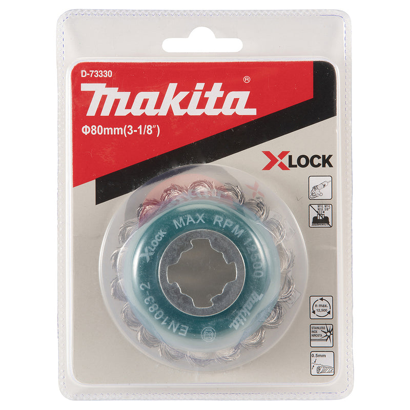 Chén cước sợi Inox xoắn Makita D-73330 đường kính 80mm, công nghệ X-LOCK
