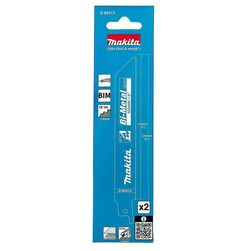 Hộp 2 lưỡi cưa kiếm kim loại Bi-M Makita chiều dài 150mm