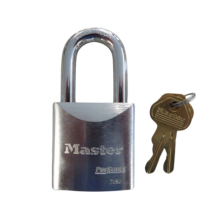 Ổ khóa treo Master Lock 7050 cao cấp, thân khóa bằng thép nguyên khối mạ chrome 51mm