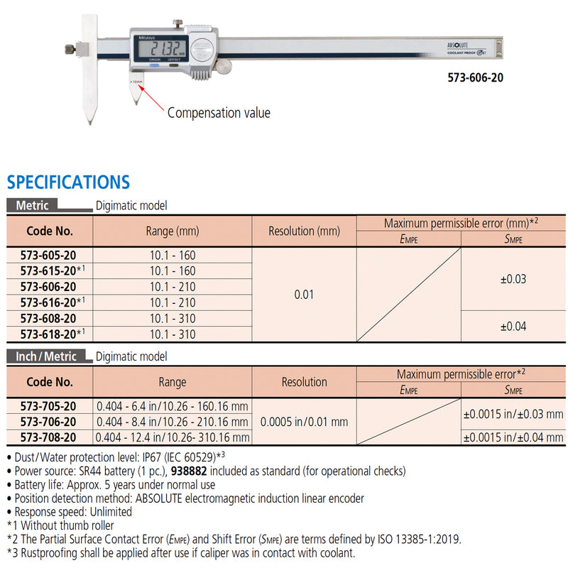 Thước kẹp điện tử Mitutoyo Series 573, ABSOLUTE Digimatic Offset Centerline Caliper, loại hàm so le, chuyên đo tâm lỗ