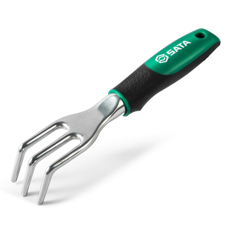 Cào đất làm vườn mini SATA 23114 hợp kim nhôm, cán ngắn, tay cầm công thái học, dụng cụ làm vườn chậu nhỏ.