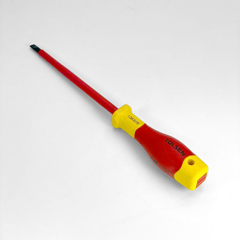 Tua vít dẹp cách điện cao cấp 75 - 150mm TOLSEN, mũi vít thép S2, mạ đen