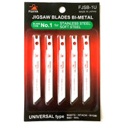 Lưỡi cưa lọng Fujiya FJSB-1U Bi-Metal, đuôi U Universal, cắt inox/kim loại mỏng, vỉ 5 lưỡi.