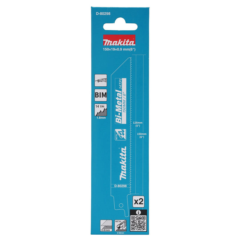 Hộp 2 lưỡi cưa kiếm kim loại Bi-M Makita chiều dài 150mm